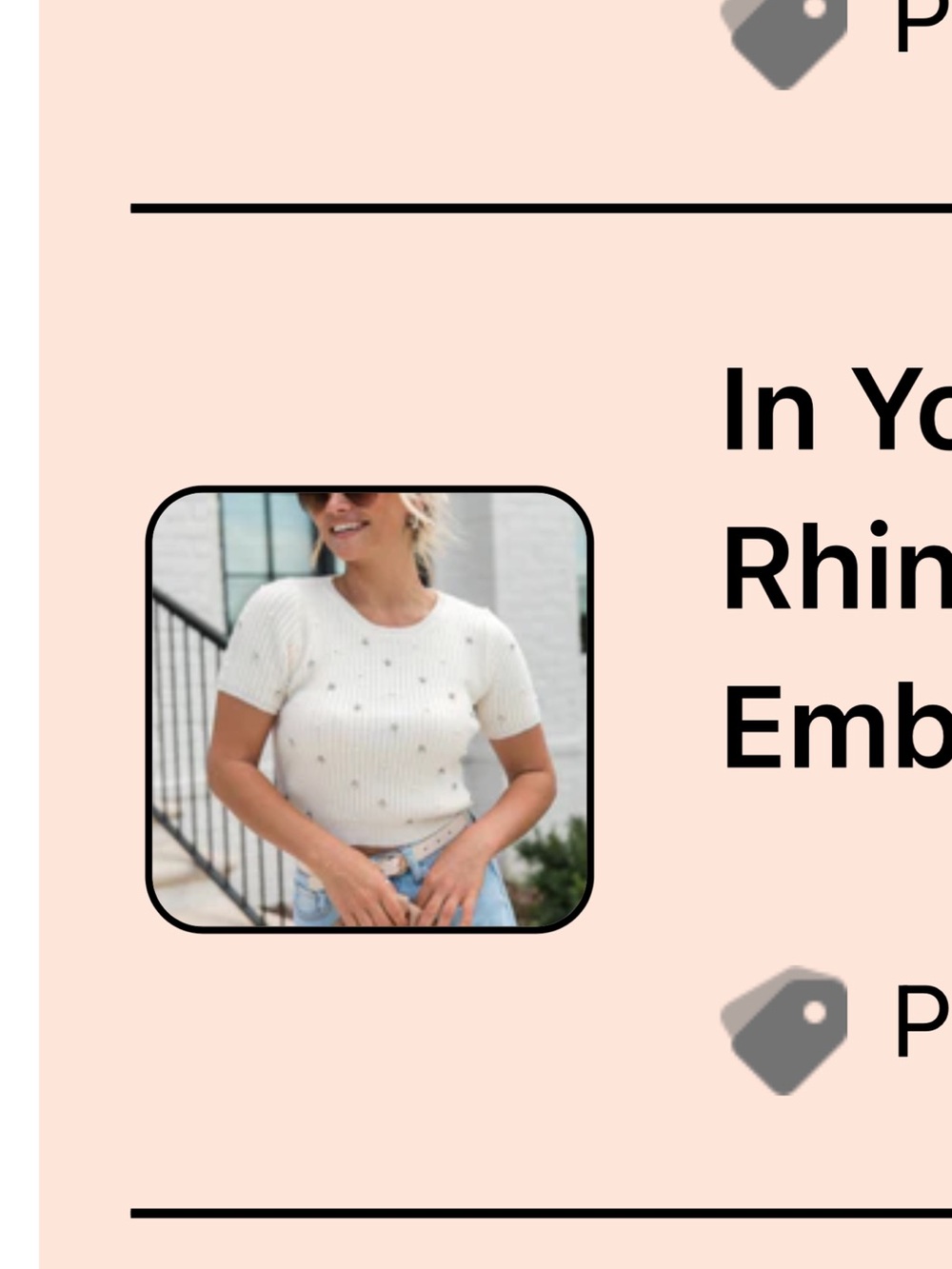 Cream Short-Sleeve Ribbed Sweater with Embellishments